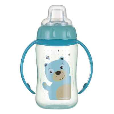 Преходна чаша Canpol със силиконов накрайник и дръжки 320 мл, тюркоаз