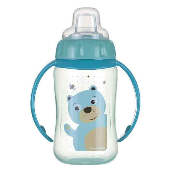 Преходна чаша Canpol със силиконов накрайник и дръжки 320 мл, тюркоаз-QLMcK.jpg