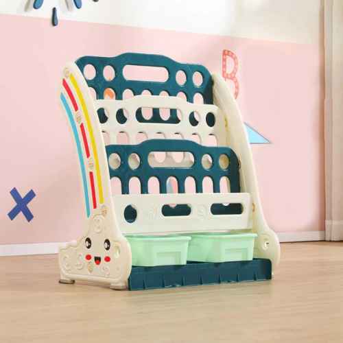 Комбинирана детска етажерка за книги и играчки Feelkids, зелена