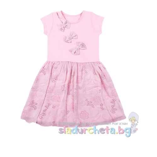 Детска рокля Калина, Панделки щампа в розово