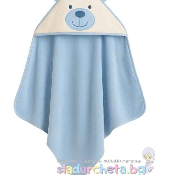 Хавлия с качулка Sunny Kids, Мече в бяло/ светлосиньо-R33x8.jpeg