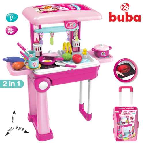 Детска кухня Buba Little Chef, Куфар розова
