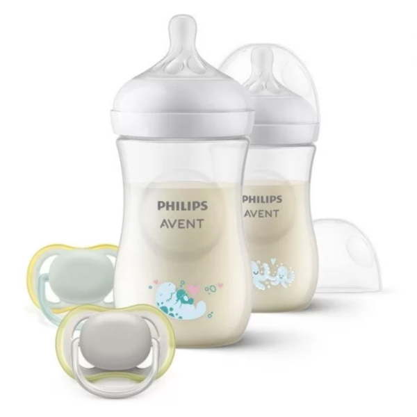 Комплект за бебе Philips AVENT, с 2 бр. шишета за хранене Natural Response 260 мл, 1м+, с биберони без протичане, 2 бр. залъгалки Ultra Air, Октоподи-RexMg.png