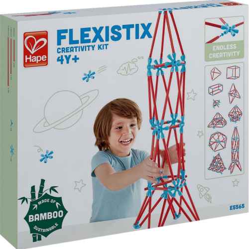 Бамбуков конструктор Hape Flexistix, Креативен комплект, 133 части