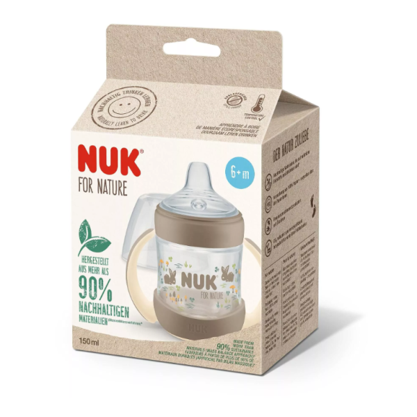Чаша Nuk for Nature 150 мл. със силиконов накрайник 6+ м., Крем-RswFK.png