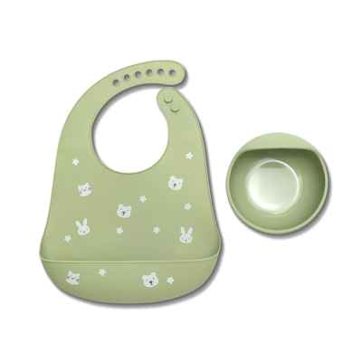 Силиконов сет за хранене Lorelli 2 части, FRESH GREEN