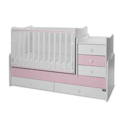 Бебешко легло Lorelli MAXI PLUS NEW 70/160, БЯЛО/ORCHID PINK-3BOX