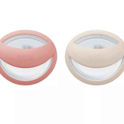 Силиконова залъгалка NUK Mommy Feel, 0-9м + кутийка, розова/бежова, 2бр.