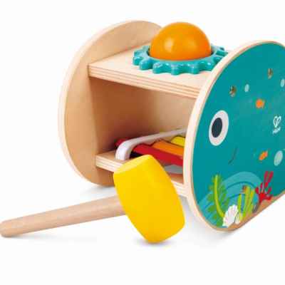Интерактивна играчка Hape, Музикална пейка с чук, Кит
