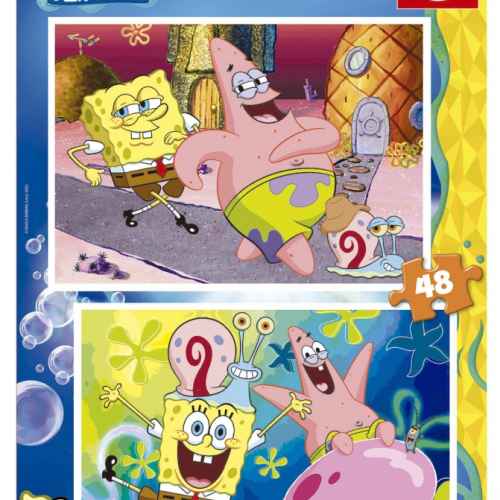 Пъзел Educa, Sponge Bob 2в1, 2 х 48 части
