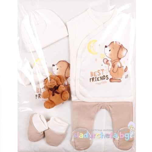 Комплект за изписване Светли, Кученце - луна в екрю/бисквитка