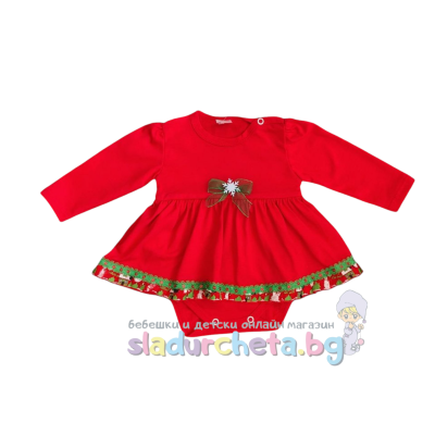 Бебешка рокля-боди Светли, червена