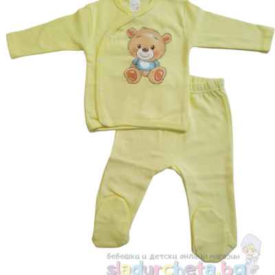 Комплект от 2 части Светли - жилетка и ританка, жълт