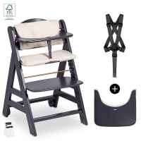 Столче за хранене Hauck Beta+, дървено с колелца и табла за хранене Whitewashed-UEWmU.jpeg