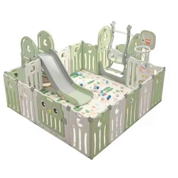 Сгъваема детска ограда с пързалка, люлка и баскетболен кош Feelkids, Мента-UPRSB.jpeg