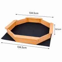 Детски дървен пясъчник Ginger Home, 8-странен модел с 4 седалки, 134.5×134.5 см-UW3zQ.jpeg