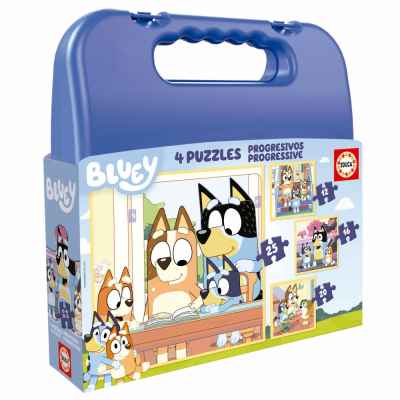 Прогресивен пъзел Educa, Bluey в куфарче, 12-16-20-25 части