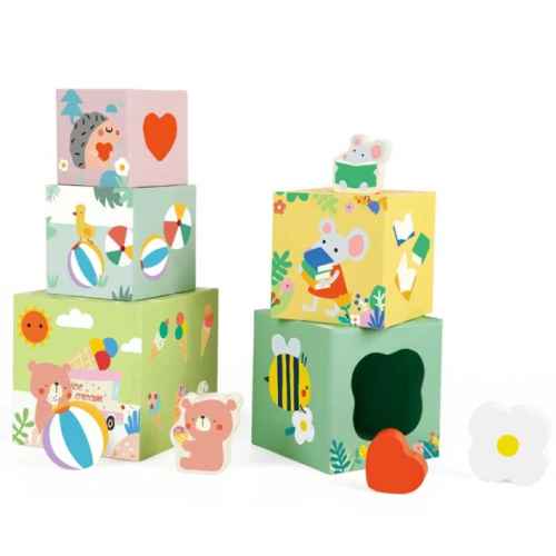 Дървени кубчета за подреждане Classic World, с горски мотиви