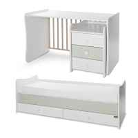 Бебешко легло Lorelli MAXI PLUS NEW 70/160, БЯЛО/MILKY GREEN-3BOX-UmGOi.jpeg