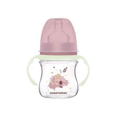 Шише с дръжки Canpol-Babies Eay Start SLEEPY KOALA, розов 120 мл