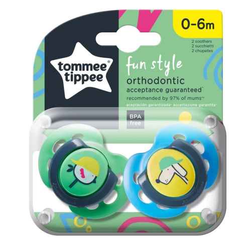 Силиконова ортодонтична залъгалка Tomme Tippee, 0-6м, Куче 2бр