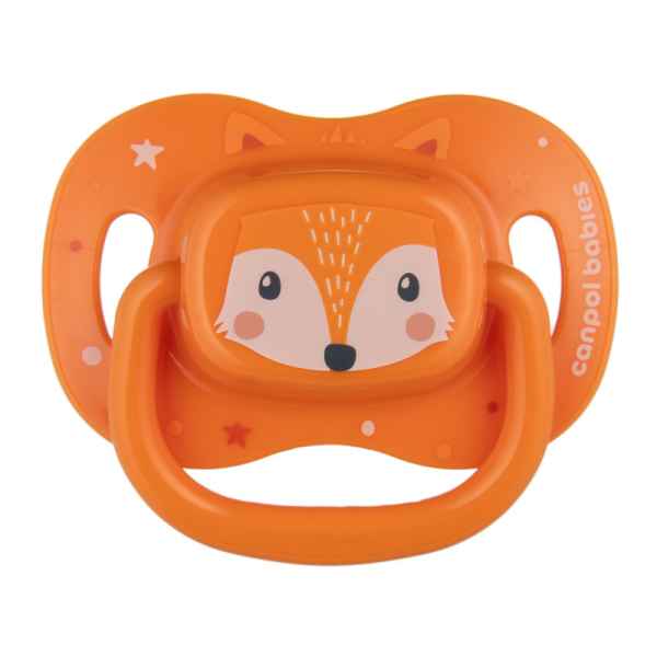 Силиконова залъгалка със симетрична форма Canpol Cute animals, 0-6м, оранжева-VXuo8.jpg