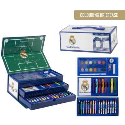 Триетажен куфар с моливи, флумастрери и боички Cerda, Real Madrid