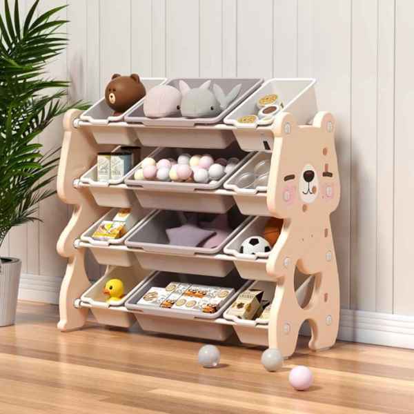 Детски органайзер Feelkids, Розово мече за играчки на 4 нива и 12 подвижни кутии-WtSyE.jpeg