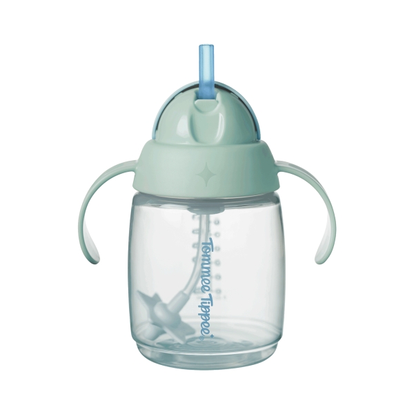 Неразливаща се чаша със сламка накрайник и дръжки Tommee Tippee, Trainer Straw 240 мл 6м+ зелена-X06nu.png