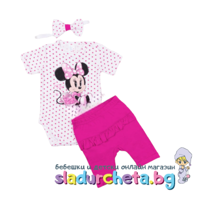 Комплект от 3 части Светли - лента, боди и 3/4 клин