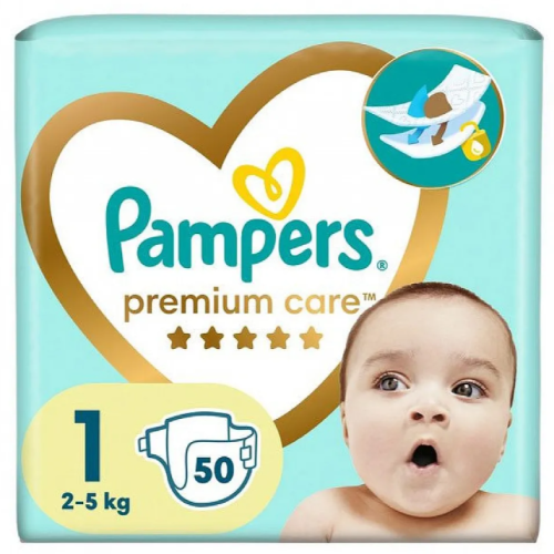 Памперси за еднократна употреба Pampers Premium Care 1 Newborn, 2-5 кг 50 бр.