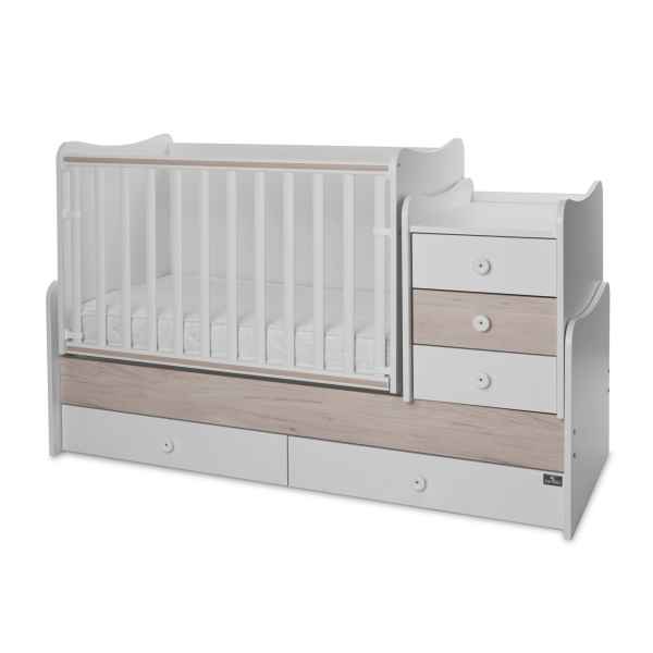 Бебешко легло Lorelli MAXI PLUS NEW 70/160, БЯЛО/СВЕТЪЛ ДЪБ-3BOX-XVGCb.jpeg