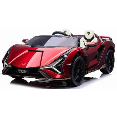 Акумулаторна кола JJ Lamborghini Sian 4x4 24V, двуместна червен металик