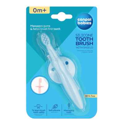 Силиконова четка за зъби Canpol, синя