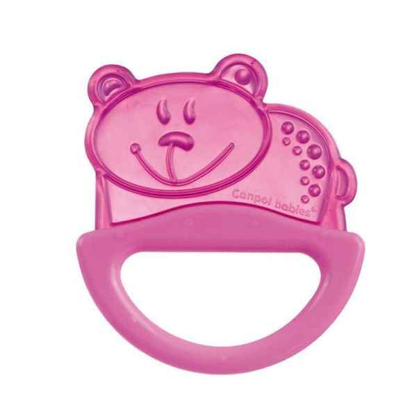 Силиконова дрънкалка с мека чесалка 0м+ Canpol, розово мече-YQ4xW.jpg