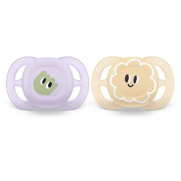 Комплект от 2 бр. ортодонтични залъгалки за новородени Philips AVENT Ultra Start 0-2м, в оранжево и лилаво със забавен дизайн очички, в кутия за стерилизиране-YbIoz.jpeg