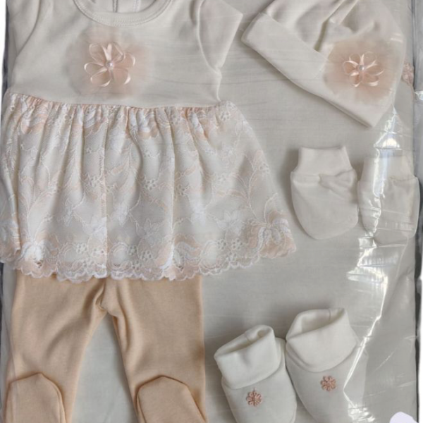 Комплект за изписване Светли, Дантела с цвете в бял/бежов-YrneB.png