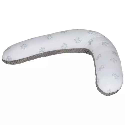 Възглавница за кърмене Bubaba, Сиво-бяла със слончета