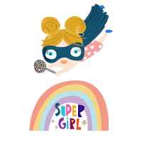 Комплект 2 броя стикери Ginger Home SUPER GIRL, за декорация-Zl99E.jpeg