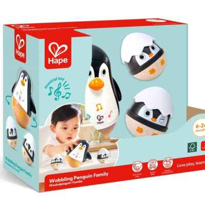 Комплект бебешки дрънкалки Hape, Семейство пингвини