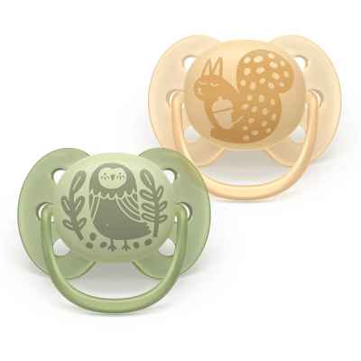 2 бр. залъгалки Philips Avent Ultra Soft 6-18м, неутрални с декор
