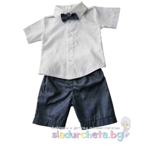 Комплект от 3 части Baby Dji - риза, къс панталон и папионка