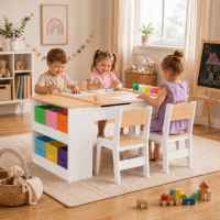 Детска дървена маса 3в1 Ginger Home, 2 Столчета, Дъска за рисуване, органайзер и ролка за хартия,-aE38d.jpeg