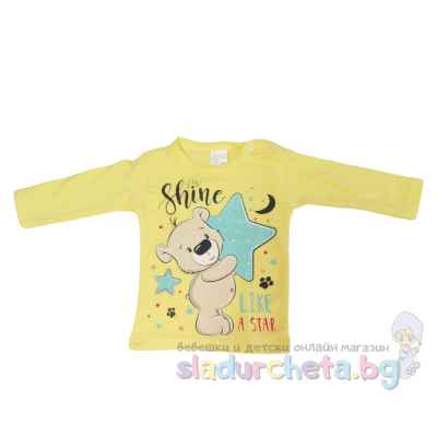 Бебешка блуза Светли, жълта мече