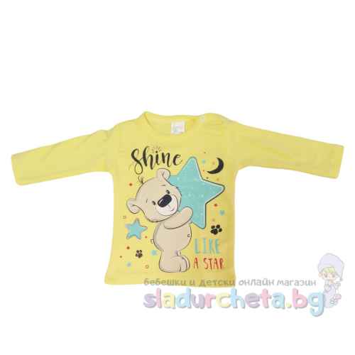 Бебешка блуза Светли, жълта мече