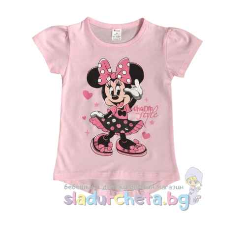 Детска тениска Светли, Мини Маус розова