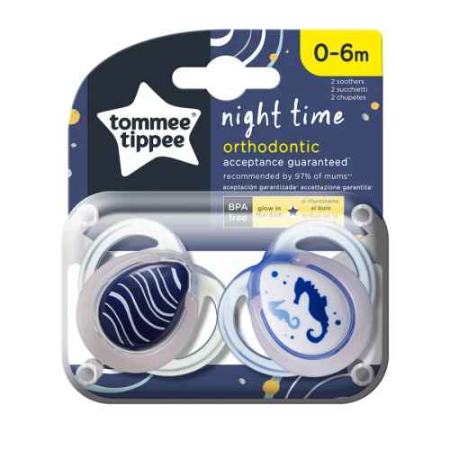 Силиконова ортодонтична залъгалка Tomme Tippee, 0-6м, Морско конче 2бр