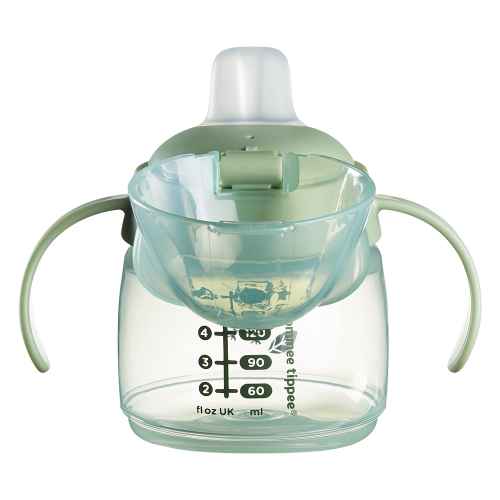 Неразливаща се чаша Tommee Tippee Soft Spout, BACSHIELD, с дръжки, зелена с Бухал, 150 мл, 4м+