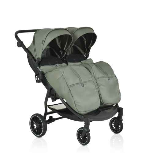 Бебешка количка за близнаци Moni TwinGo, Mineral green