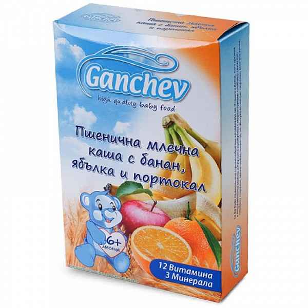Пшенична млечна каша Ganchev, с банан, ябълка и портокал 6м. 200 гр.-cEnpi.jpeg